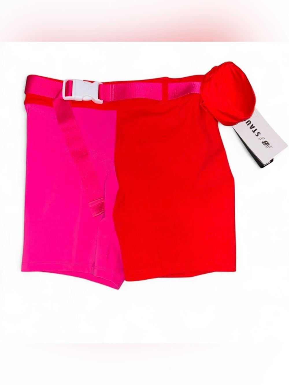 New Balance x Staud size XS pink and red mini biker shorts